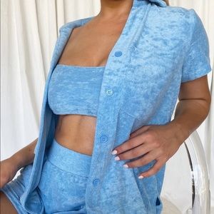 Meshki terry towelling long shirt blue